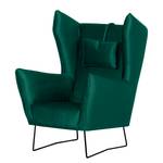 Fauteuil Caleta Tissu - Velours Onoli: Vert vieilli - Avec repose-pieds