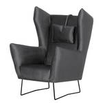 Fauteuil Caleta Tissu - Velours Onoli: Anthracite - Avec repose-pieds