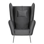 Fauteuil Caleta Tissu - Velours Onoli: Anthracite - Avec repose-pieds