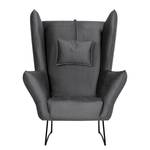 Fauteuil Caleta Tissu - Velours Onoli: Anthracite - Avec repose-pieds