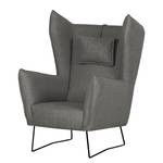 Fauteuil Caleta geweven stof - Geweven stof Sogol: Donkergrijs - Met hocker