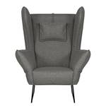 Fauteuil Caleta geweven stof - Geweven stof Sogol: Donkergrijs - Met hocker