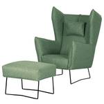 Fauteuil Caleta Tissu - Tissu Sogol: Vert - Avec repose-pieds