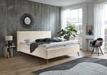 Gestoffeerd bed Riva Platweefsel Balkis: Greige - 180 x 200cm - Met hoofdeinde - Beuk