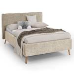 Gestoffeerd bed Riva Platweefsel Balkis: Toffee - 140 x 200cm - Met hoofdeinde - Beuk