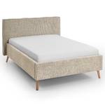 Gestoffeerd bed Riva Platweefsel Balkis: Toffee - 140 x 200cm - Met hoofdeinde - Beuk