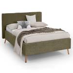 Letto imbottito Riva Tessuto Balkis: verde antico - 140 x 200cm - Con testiera - Faggio