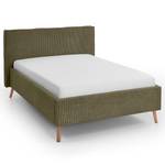 Letto imbottito Riva Tessuto Balkis: verde antico - 140 x 200cm - Con testiera - Faggio