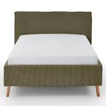 Letto imbottito Riva Tessuto Balkis: verde antico - 140 x 200cm - Con testiera - Faggio