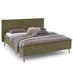 Letto imbottito Riva Tessuto Balkis: verde antico - 160 x 200cm - Con testiera - Faggio