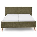 Letto imbottito Riva Tessuto Balkis: verde antico - 160 x 200cm - Con testiera - Faggio