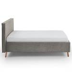 Gestoffeerd bed Riva Platweefsel Balkis: Grijs - 140 x 200cm - Met hoofdeinde - Beuk