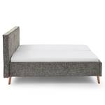 Lit capitonné Riva Tissu Balkis: Gris - 160 x 200cm - Avec tête de lit - Hêtre