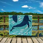 Standhanddoek Delphin katoen - Turkoois / Blauw - 90 x 180 cm