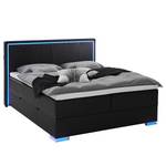 Lit boxspring Colorado II Cuir synthétique Mei: Noir - 180 x 200cm