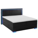 Lit boxspring Colorado II Cuir synthétique Mei: Noir - 180 x 200cm