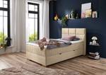 Boxspringbett Tambo Flachgewebe Norana: Taupe - 140 x 200cm