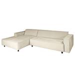 Ecksofa Montans 3-Sitzer mit Longchair Webstoff Stormy: Creme - Longchair davorstehend links