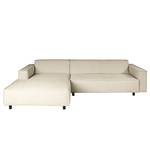 Divano 3 posti con chaise longue Montans Tessuto Stormy: color crema - Longchair preimpostata a sinistra