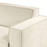 Ecksofa Montans 3-Sitzer mit Longchair Webstoff Stormy: Creme - Longchair davorstehend links