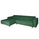 Ecksofa Montans 3-Sitzer mit Longchair Webstoff Stormy: Grün - Longchair davorstehend links