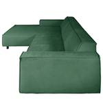 Hoekbank Montans 3-zits + chaise longue Geweven stof Stormy: Groen - Longchair vooraanzicht links