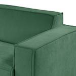 Ecksofa Montans 3-Sitzer mit Longchair Webstoff Stormy: Grün - Longchair davorstehend links