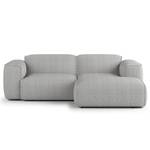 Hoekbank HUDSON met XL-chaise longue Geweven stof Saia: Lichtgrijs - Longchair vooraanzicht rechts