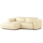 Ecksofa HUDSON mit XL-Longchair Echtleder Neka: Creme - Longchair davorstehend links