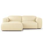 Ecksofa HUDSON mit XL-Longchair Echtleder Neka: Creme - Longchair davorstehend links