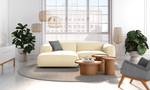 Ecksofa HUDSON mit XL-Longchair Echtleder Neka: Creme - Longchair davorstehend links