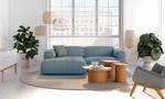 Divano con chaise longue XL HUDSON Tessuto Saia: blu jeans - Longchair preimpostata a sinistra