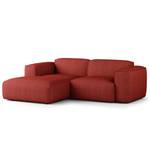 Ecksofa HUDSON mit XL-Longchair Webstoff Saia: Karminrot - Longchair davorstehend links