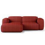 Ecksofa HUDSON mit XL-Longchair Webstoff Saia: Karminrot - Longchair davorstehend links