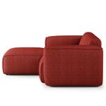 Ecksofa HUDSON mit XL-Longchair Webstoff Saia: Karminrot - Longchair davorstehend links