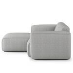 Ecksofa HUDSON mit XL-Longchair Webstoff Saia: Hellgrau - Longchair davorstehend links