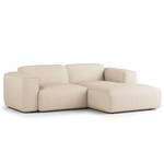 Ecksofa HUDSON mit XL-Longchair Webstoff Saia: Beige - Longchair davorstehend rechts