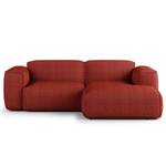 Ecksofa HUDSON mit XL-Longchair Webstoff Saia: Karminrot - Longchair davorstehend rechts