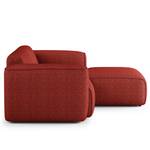 Ecksofa HUDSON mit XL-Longchair Webstoff Saia: Karminrot - Longchair davorstehend rechts