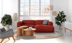 Ecksofa HUDSON mit XL-Longchair Webstoff Saia: Karminrot - Longchair davorstehend rechts