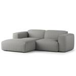 Hoekbank HUDSON met XL-chaise longue Bouclé Stof Bony: Grijs - Longchair vooraanzicht links