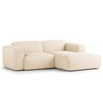 Ecksofa HUDSON mit XL-Longchair Bouclé Stoff Bony: Beige - Longchair davorstehend rechts