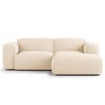 Ecksofa HUDSON mit XL-Longchair Bouclé Stoff Bony: Beige - Longchair davorstehend rechts