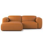 Ecksofa HUDSON mit XL-Longchair Echtleder Neka: Cognac - Longchair davorstehend links