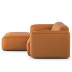 Ecksofa HUDSON mit XL-Longchair Echtleder Neka: Cognac - Longchair davorstehend links