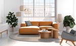 Ecksofa HUDSON mit XL-Longchair Echtleder Neka: Cognac - Longchair davorstehend links