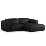 Ecksofa HUDSON mit XL-Longchair Echtleder Neka: Schwarz - Longchair davorstehend rechts