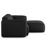 Ecksofa HUDSON mit XL-Longchair Echtleder Neka: Schwarz - Longchair davorstehend rechts