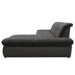 Ecksofa Lemley Webstoff / Kunstleder - Kunstleder Jami / Webstoff Floricia: Schwarz / Anthrazit - Longchair davorstehend rechts - Ohne Schlaffunktion