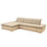 Ecksofa Lemley Webstoff / Kunstleder - Kunstleder Jami / Webstoff Floricia: Beige / Sand - Longchair davorstehend links - Mit Schlaffunktion